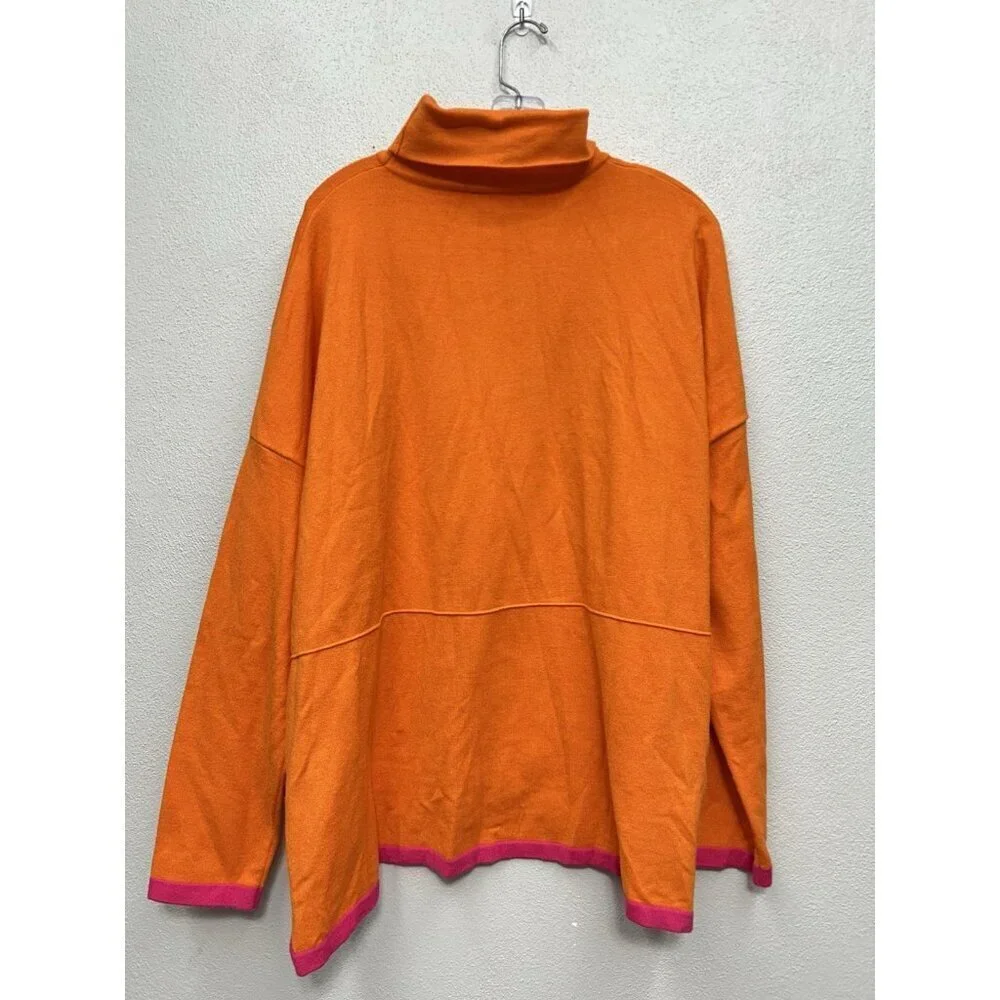 THML Turtleneck Sweater Womens XL Orange Pink Pullover Split Side Hem Soft